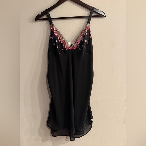 OSCAR DE LA RENTA Women’s Black Embroidered Detail Lingerie Slip Dress Size M - Picture 1 of 4